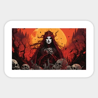 Necromancer Under The Moonlight In A Dark Forest Sticker